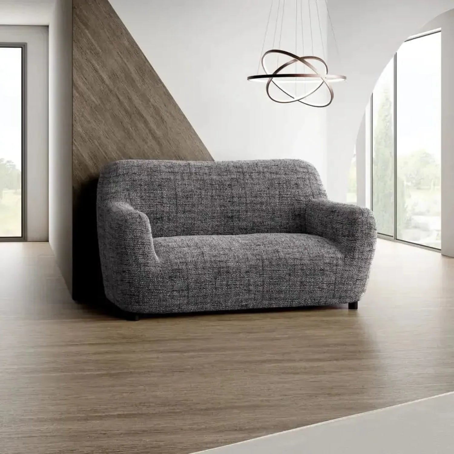Vittoria Grey Loveseat 2 Seater Slipcover, Microfibra Printed Collection
