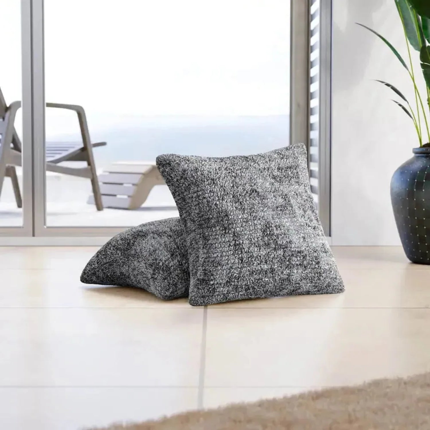 Marmo Grey Pillow Slipcovers 2 Pcs Set (18x18 in),  Microfibra Printed Collection