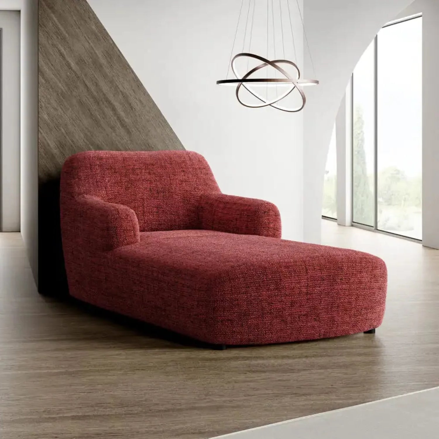 Vittoria Burgundy Chaise Lounge Slipcover, Microfibra Printed Collection
