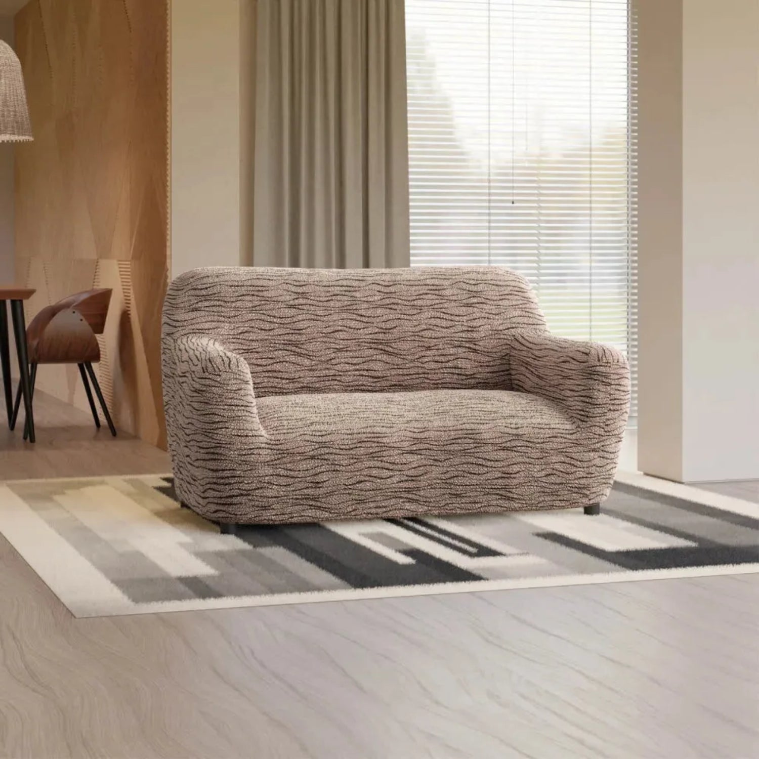 Wavy Sand Loveseat 2 Seater Slipcover, Microfibra Printed Collection