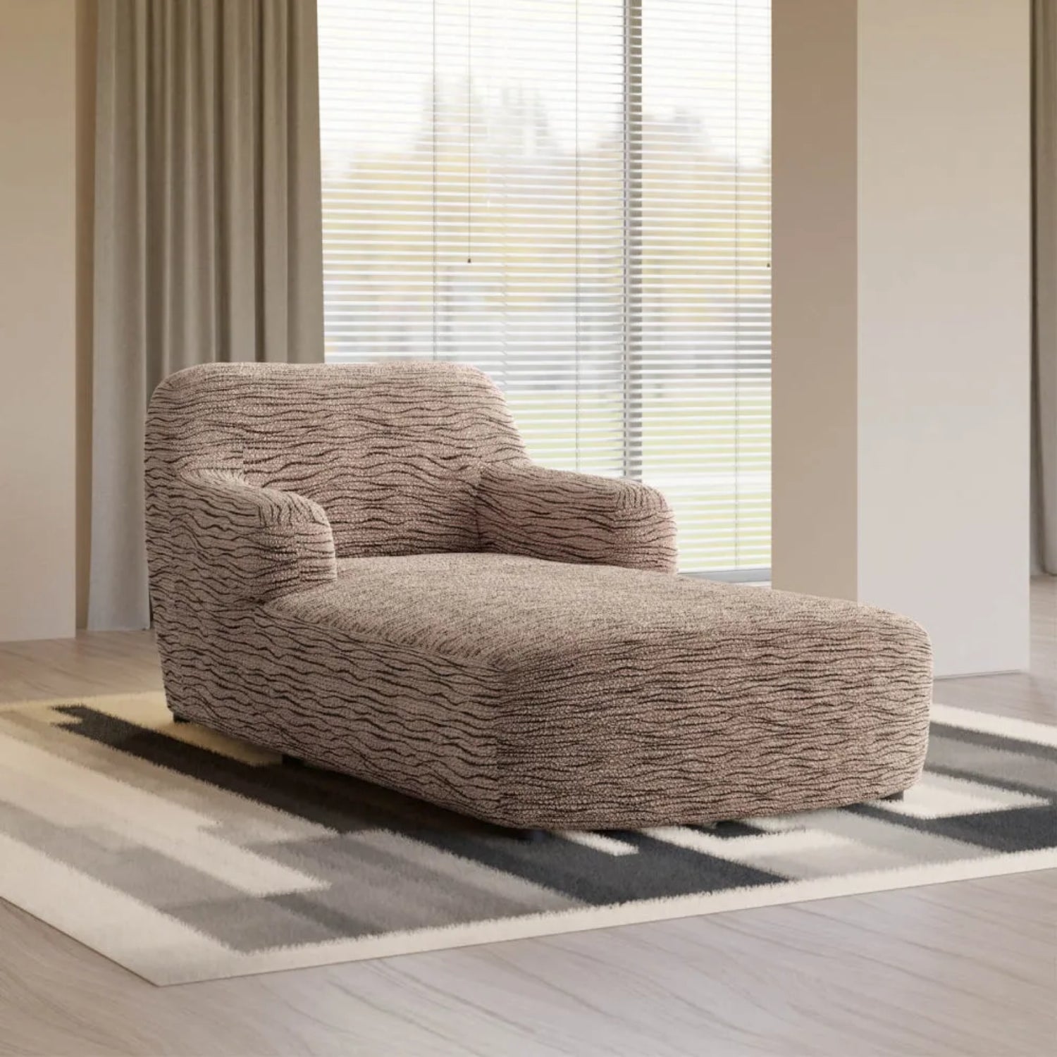 Wavy Sand Chaise Lounge Slipcover, Microfibra Printed Collection
