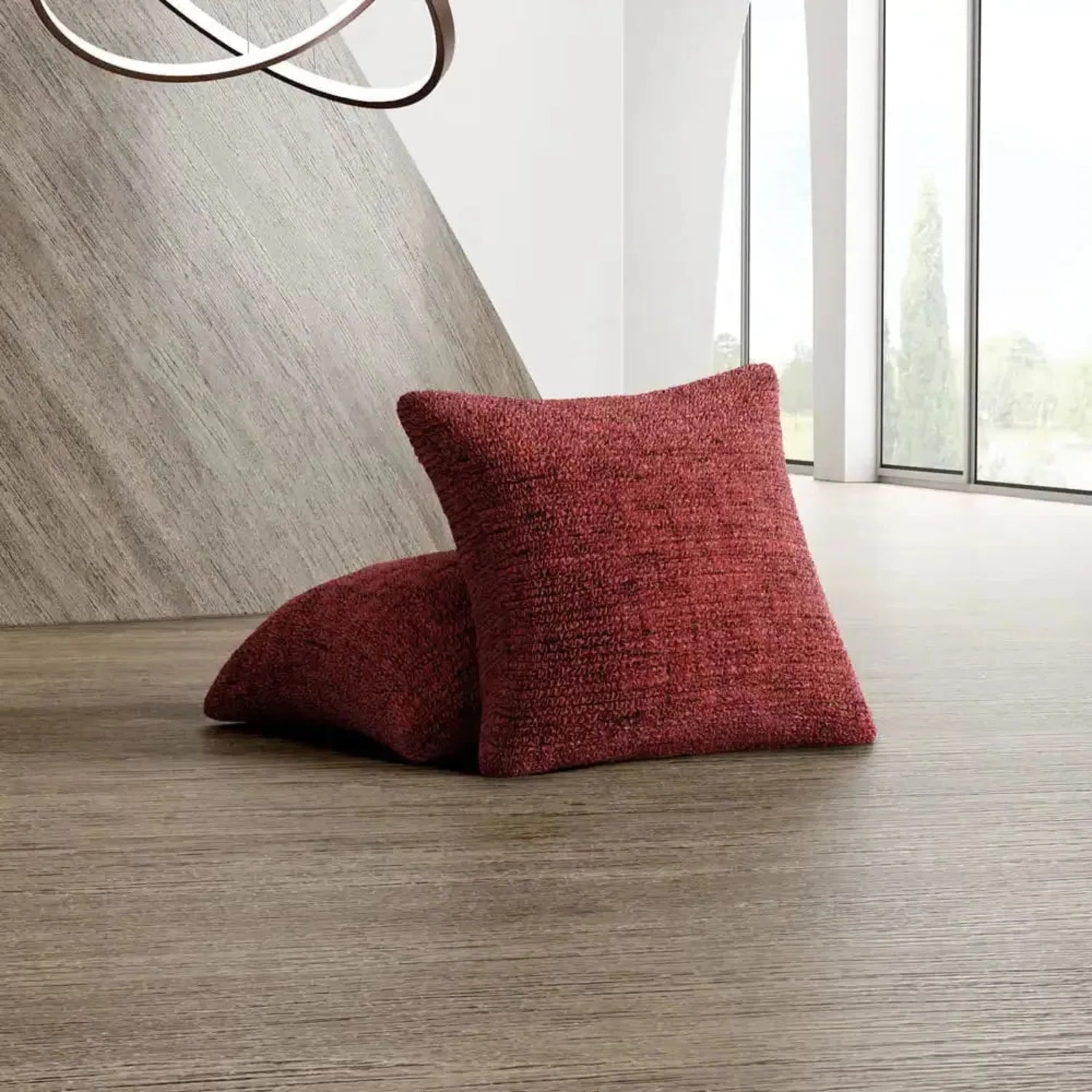 Vittoria Burgundy Pillow Slipcovers 2 Pcs Set (18x18 in),  Microfibra Printed Collection
