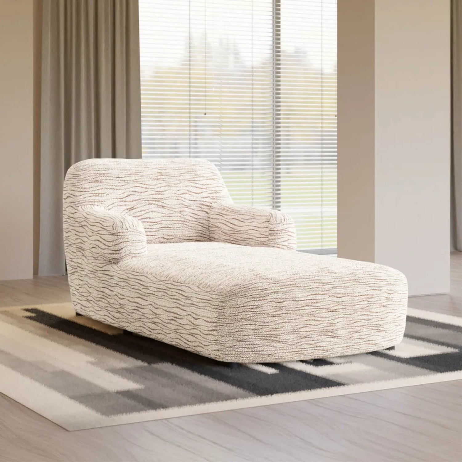 Wavy Vanilla Chaise Lounge Slipcover, Microfibra Printed Collection