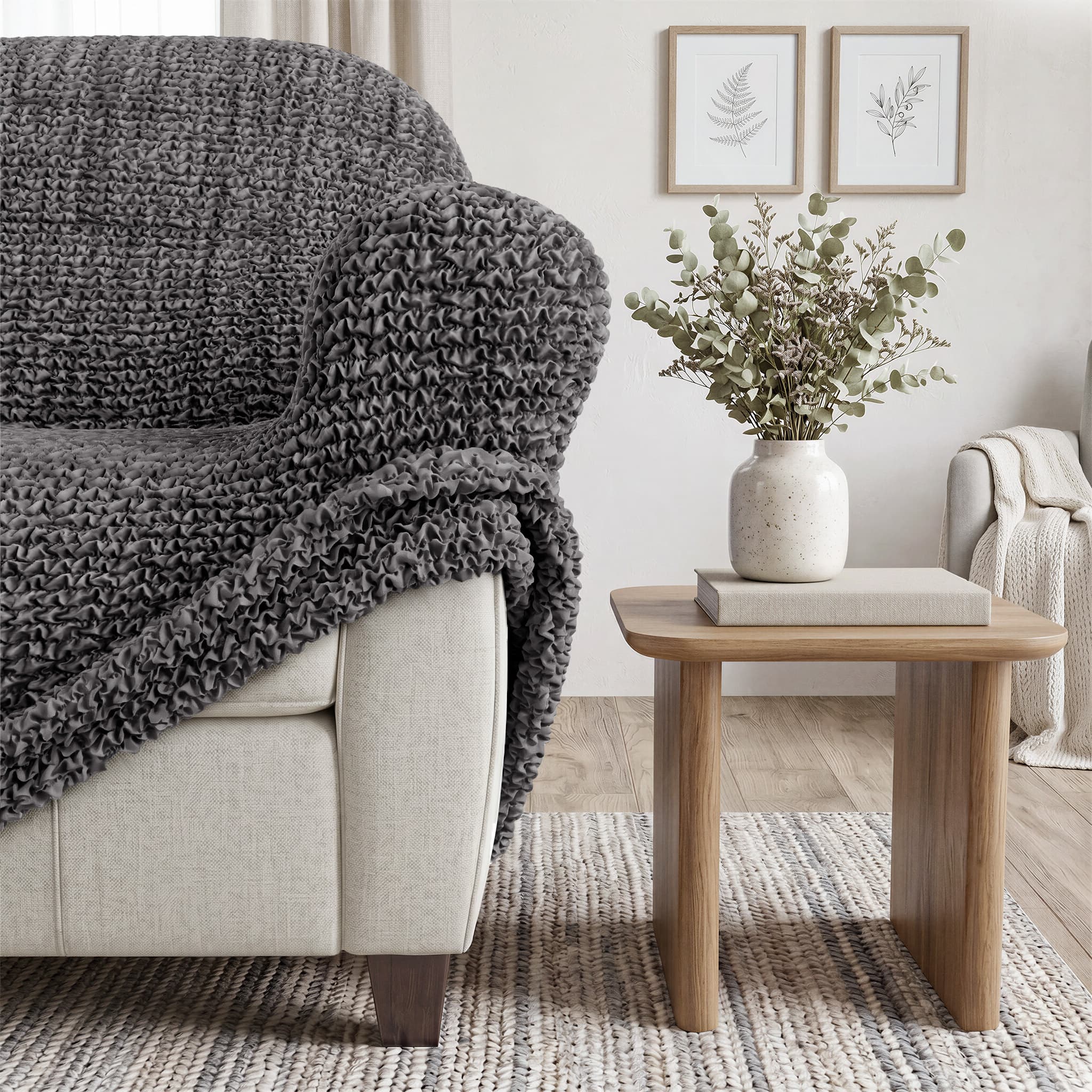 Sofa 3 Seater Slipcover, Printed Collection – Vittoria Grey, product view | Vittoria Grey