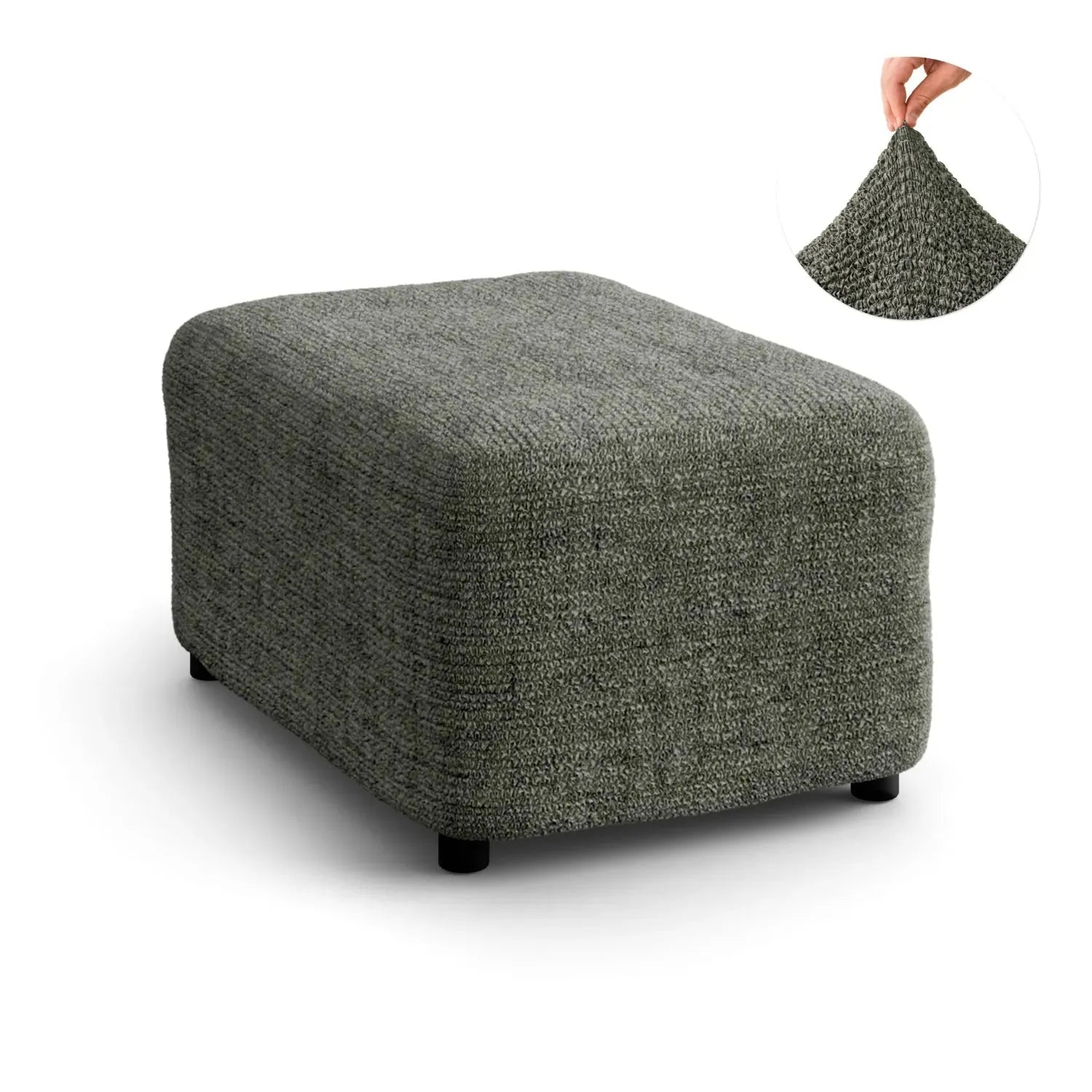 Mossy Grey Ottoman Slipcover (Medium), Microfibra Printed Collection