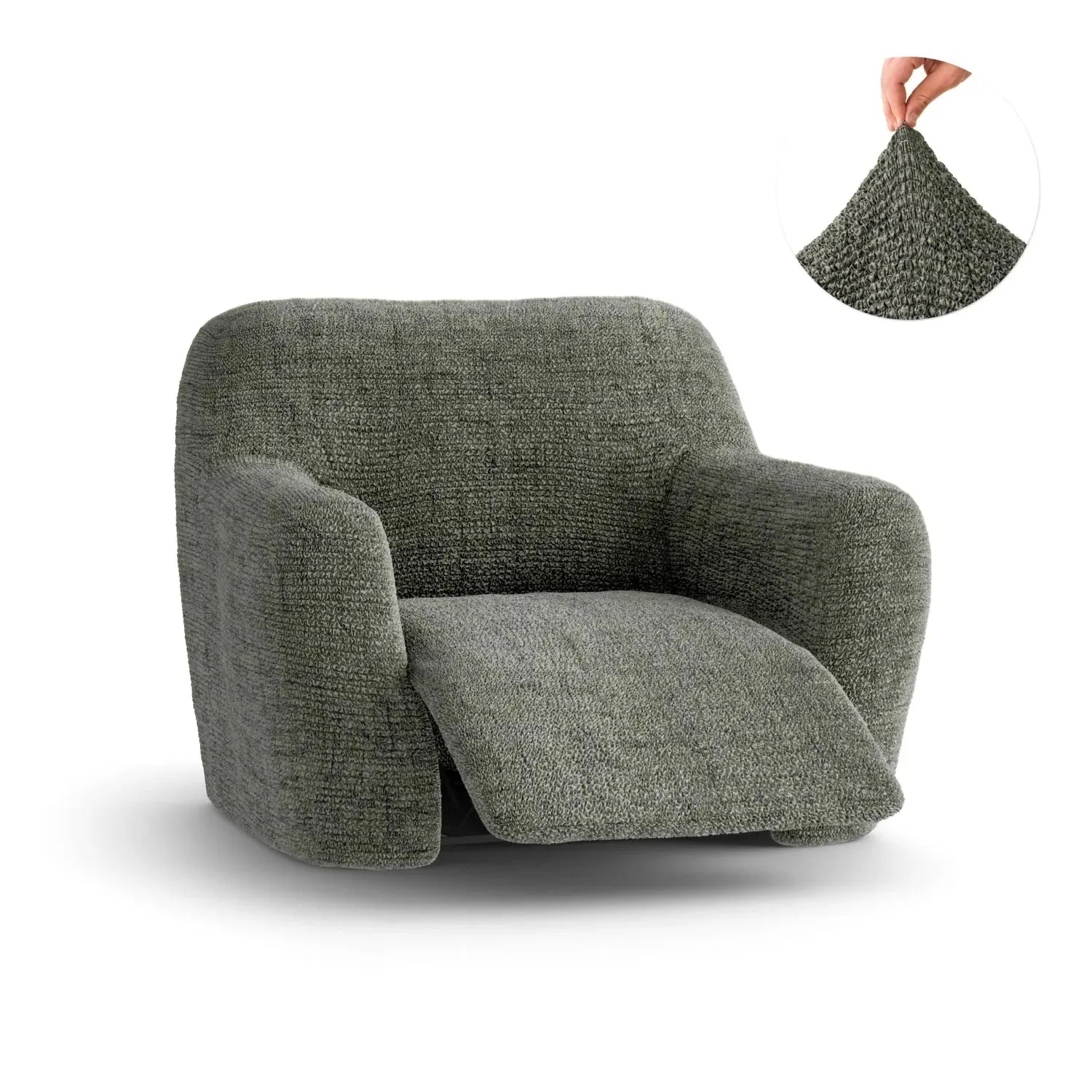 Mossy Grey Reclining Armchair Slipcover, Microfibra Printed Collection