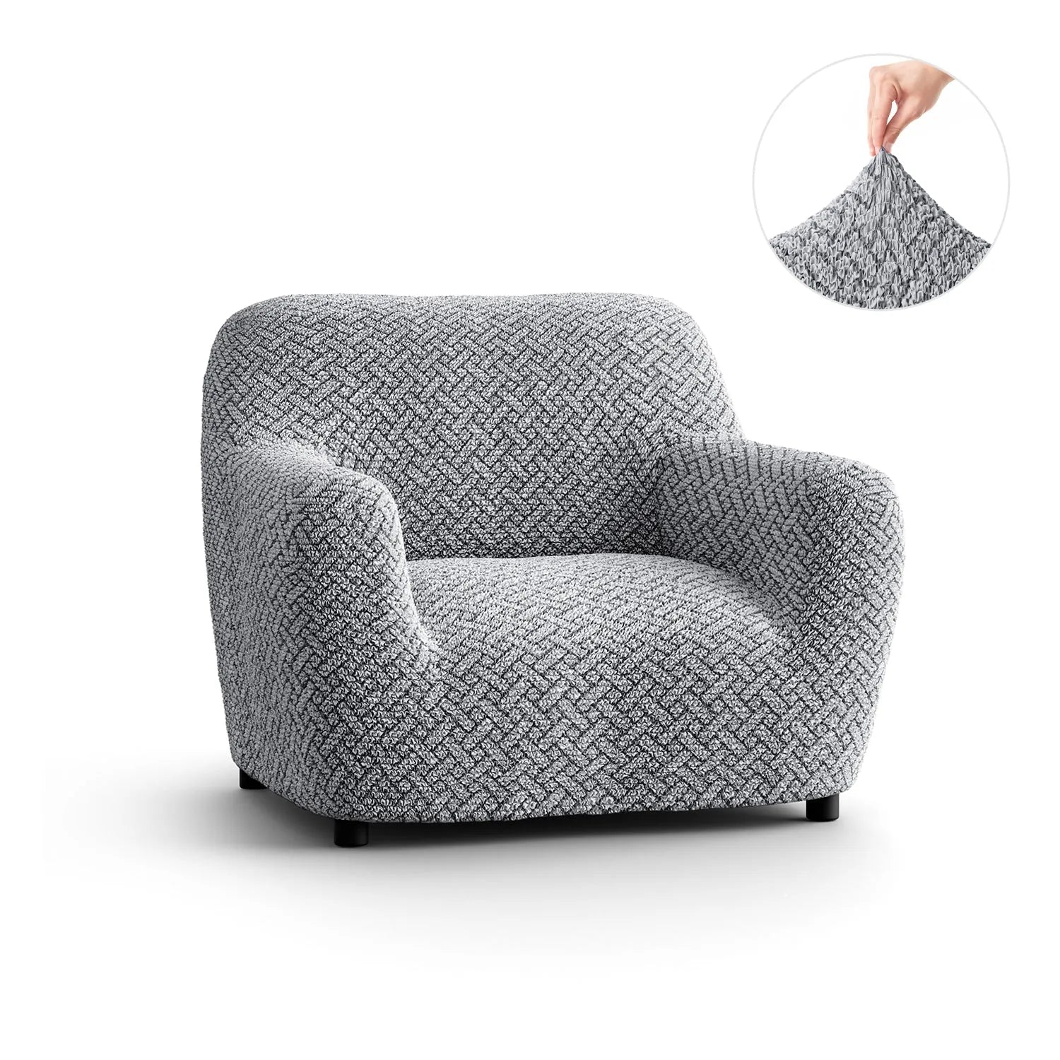 Venezia Grey Armchair Slipcover, Microfibra Printed Collection