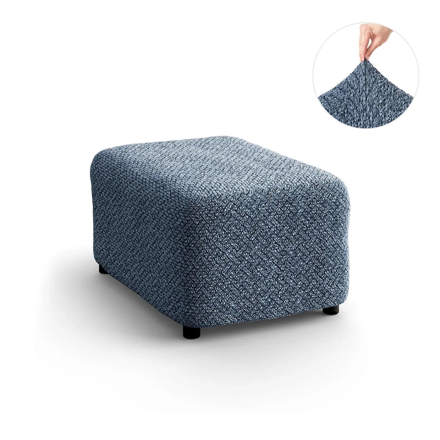 Venezia Blue Ottoman Slipcover (Medium), Microfibra Printed Collection