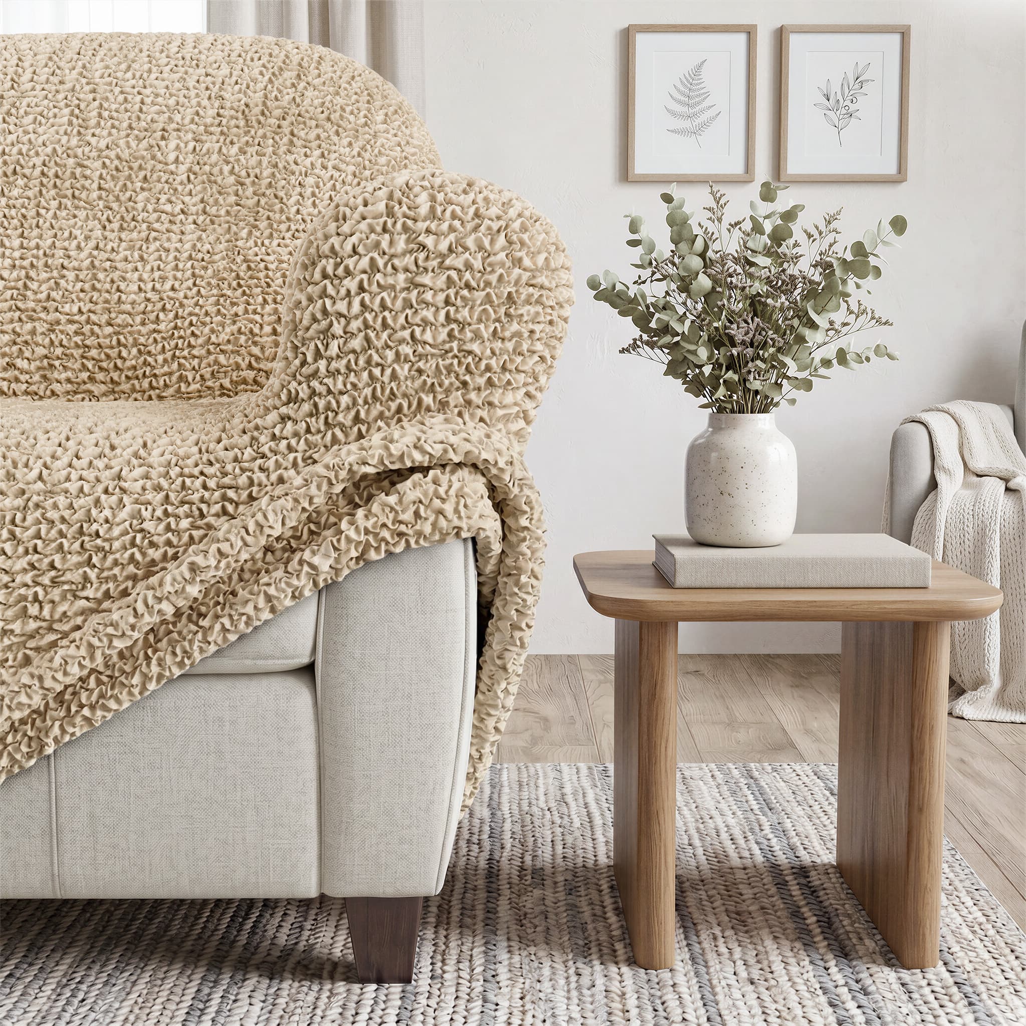 Sofa 4 Seater Slipcover, Printed Collection – Mediterra Sandstone, product view | Mediterra Sandstone