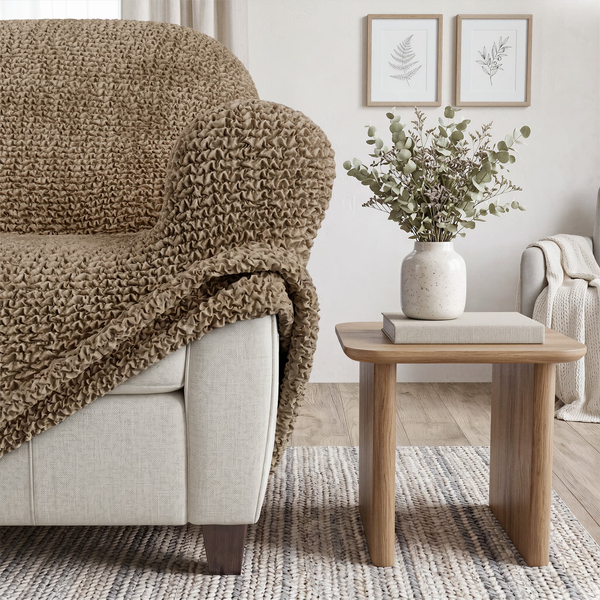 Armchair Slipcover, Printed Collection – Mediterra Mocha, product view | Mediterra Mocha