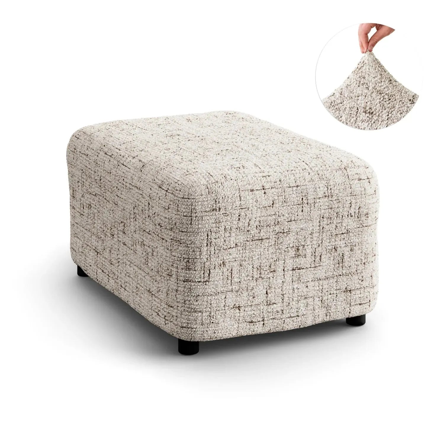 Vittoria Beige Ottoman Slipcover (Medium), Microfibra Printed Collection