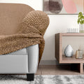 Tan L-Shaped Sofa Slipcover (Right Chaise), Microfibra Collection