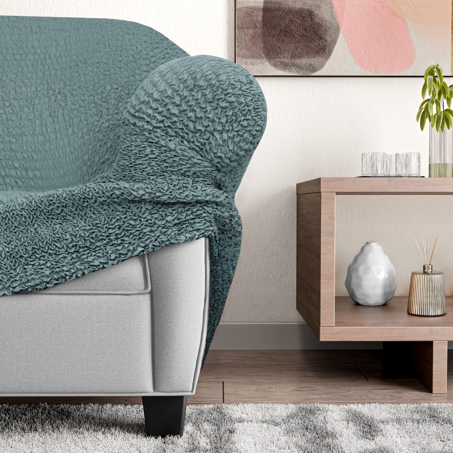 Teal Reclining Armchair Slipcover, Microfibra Collection