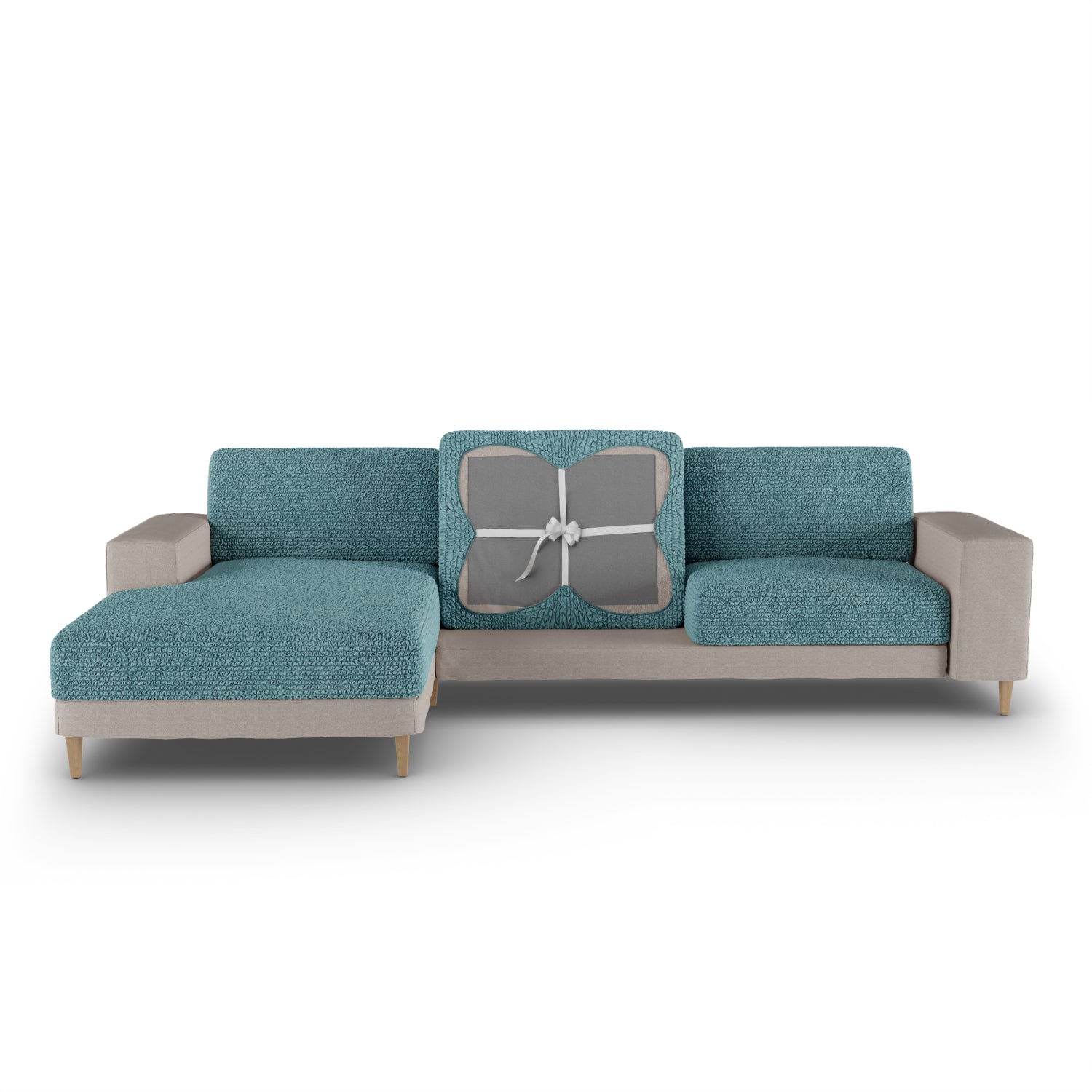 Teal Chaise Seat Cushion Cover, Microfibra Collection