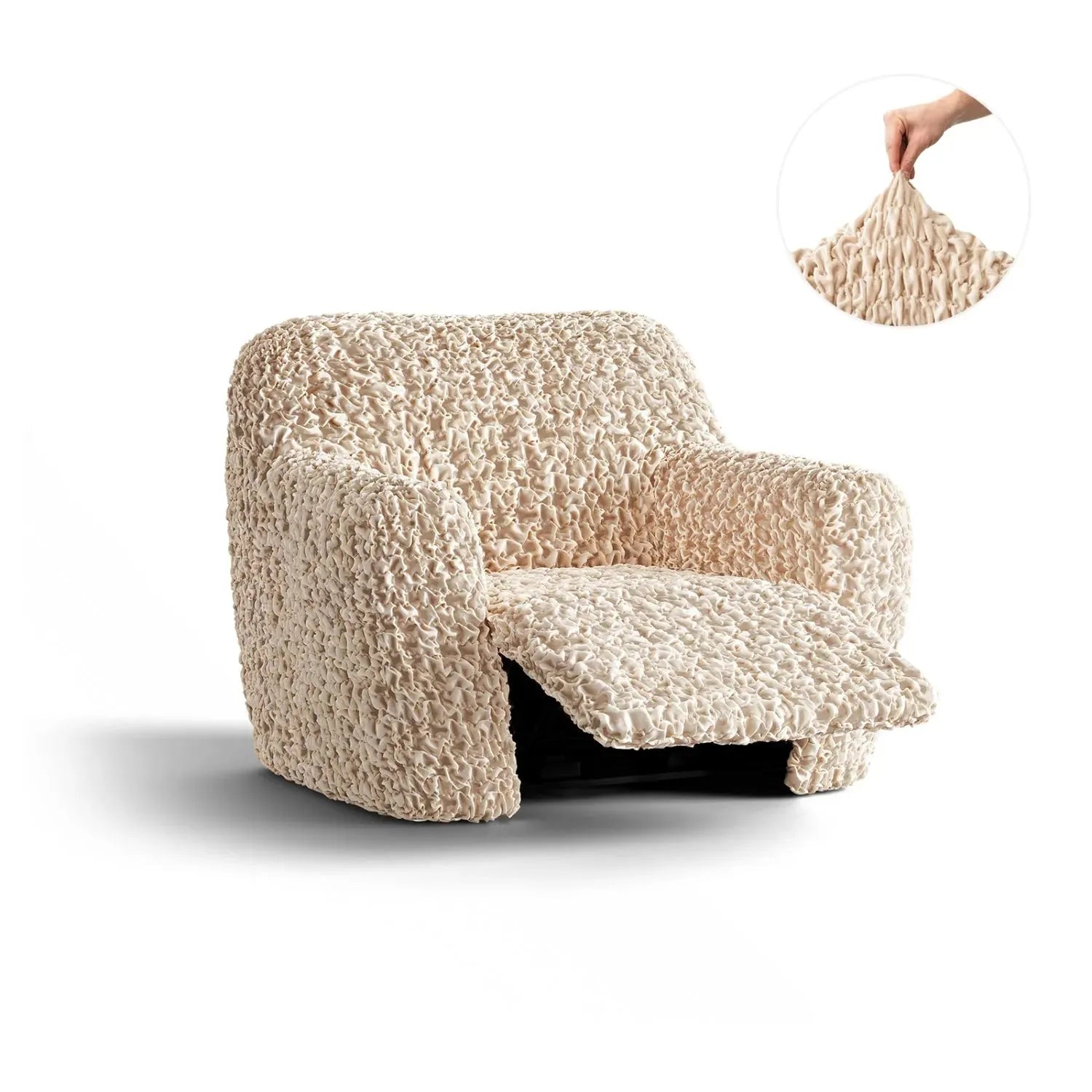 Champagne Reclining Armchair Slipcover, Fuco Velvet Collection