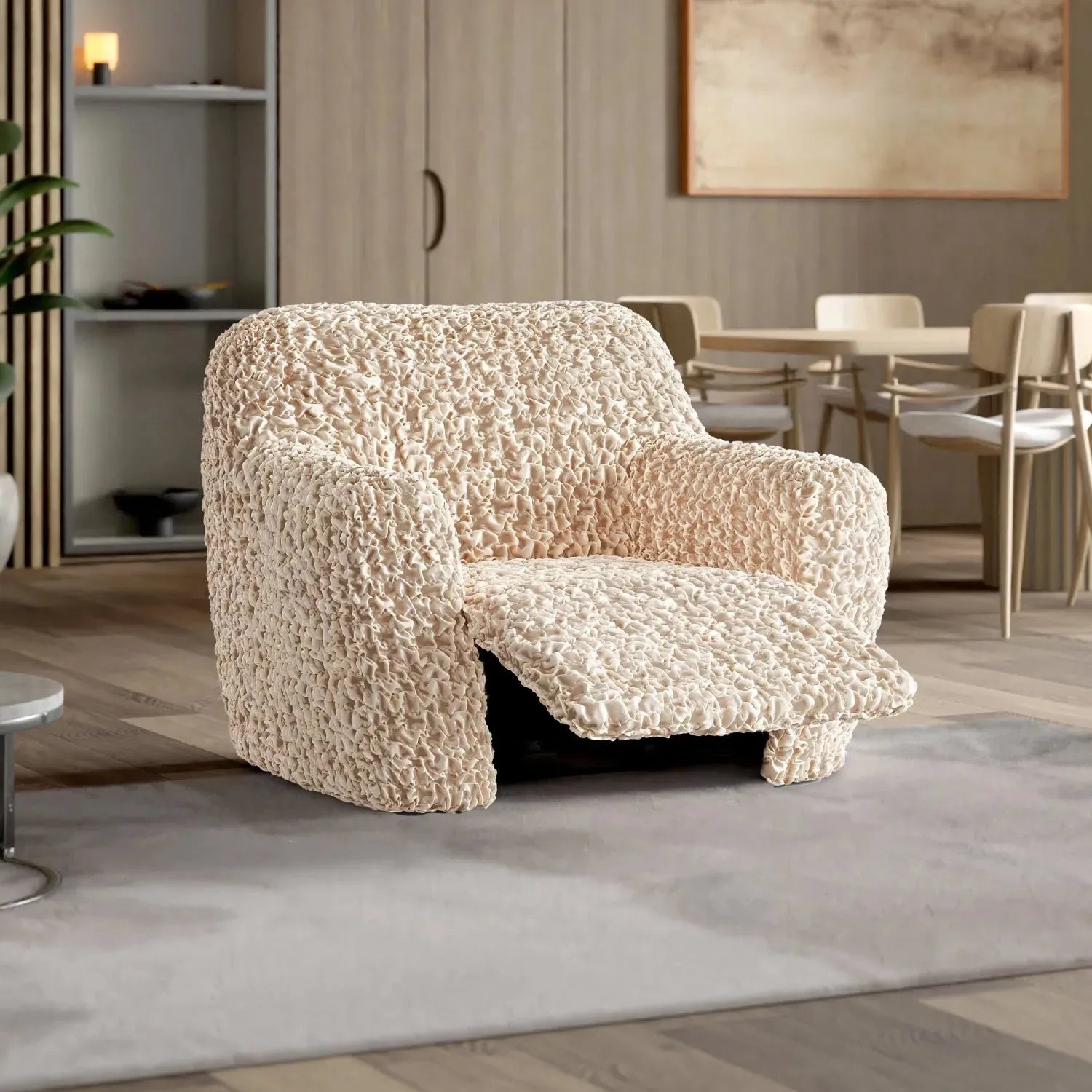 Champagne Reclining Armchair Slipcover, Fuco Velvet Collection