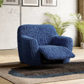 Navy Blue Reclining Armchair Slipcover, Goffrato Velvet Collection