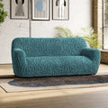 Teal Sofa 3 Seater Slipcover, Goffrato Velvet Collection