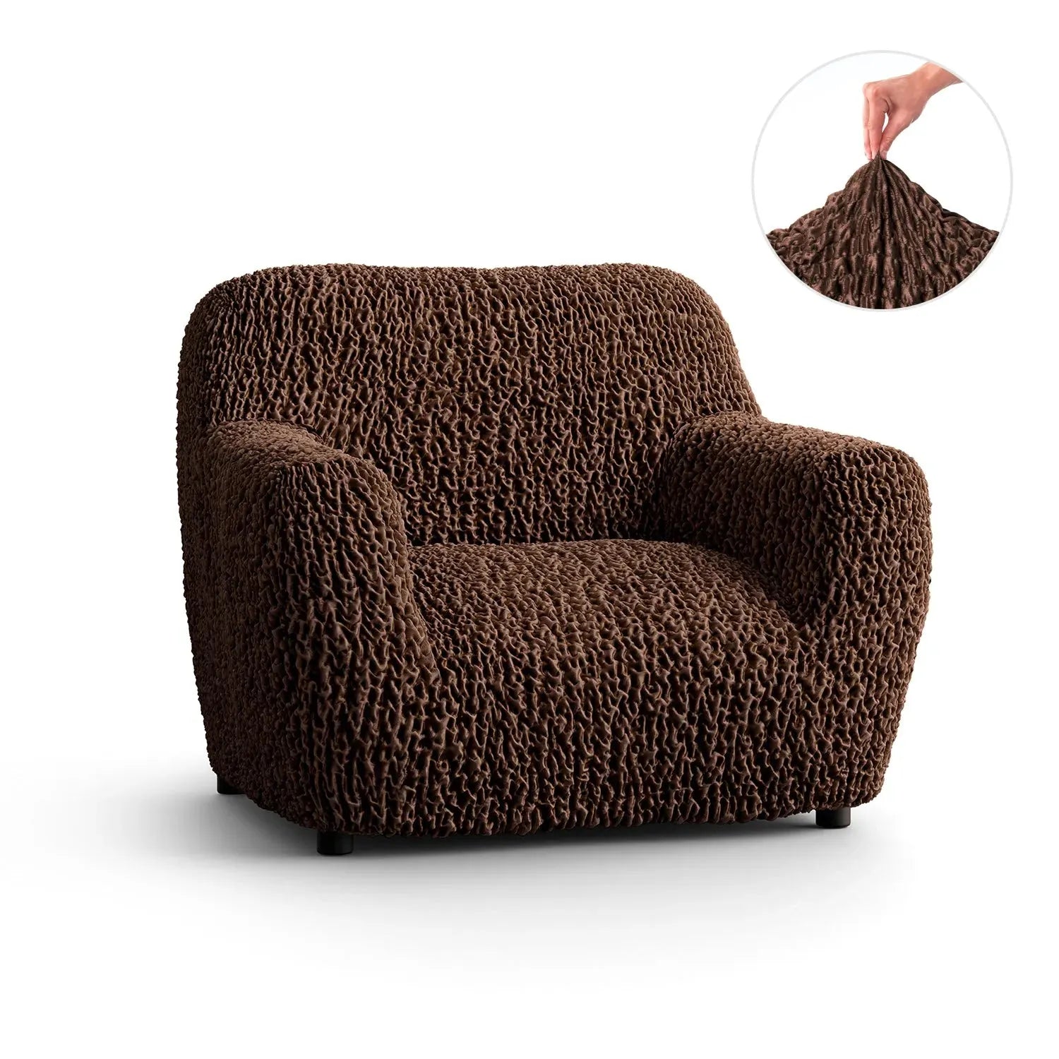 Brown Armchair Slipcover, Goffrato Velvet Collection