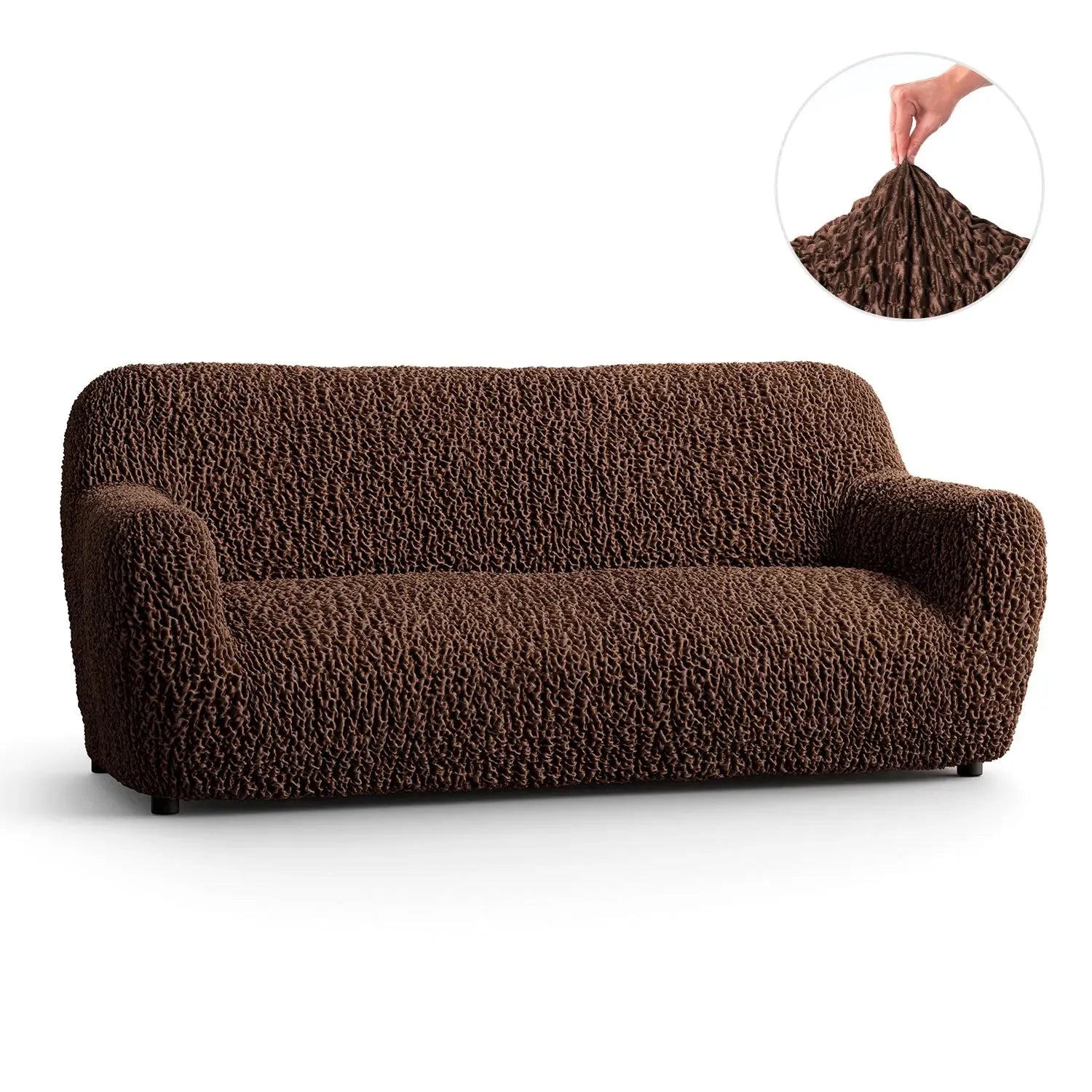 Brown Sofa 3 Seater Slipcover, Goffrato Velvet Collection