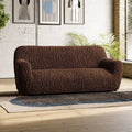 Brown Sofa 3 Seater Slipcover, Goffrato Velvet Collection