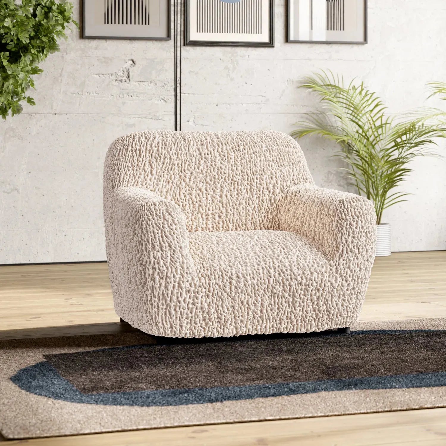 Champagne Armchair Slipcover, Goffrato Velvet Collection