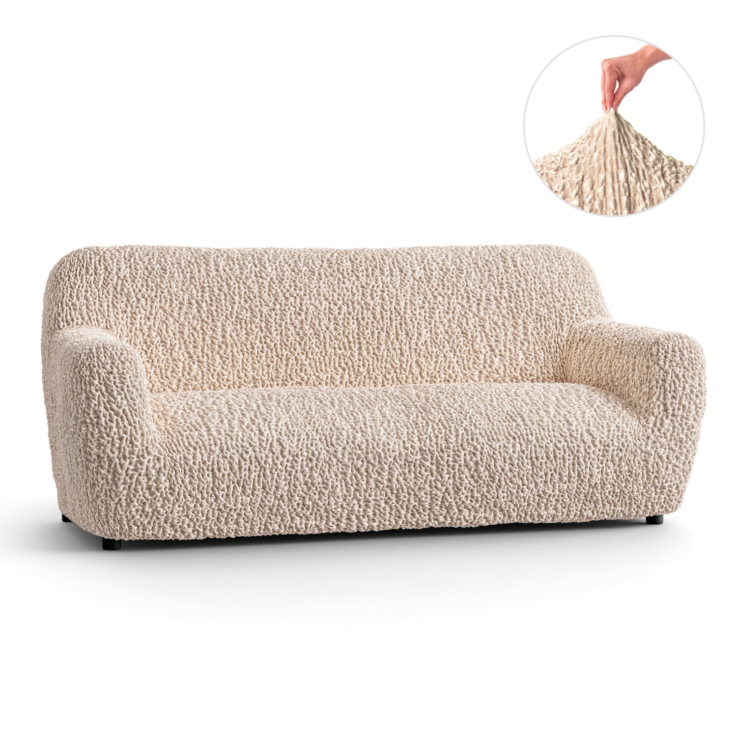 Champagne Sofa 3 Seater Slipcover, Goffrato Velvet Collection