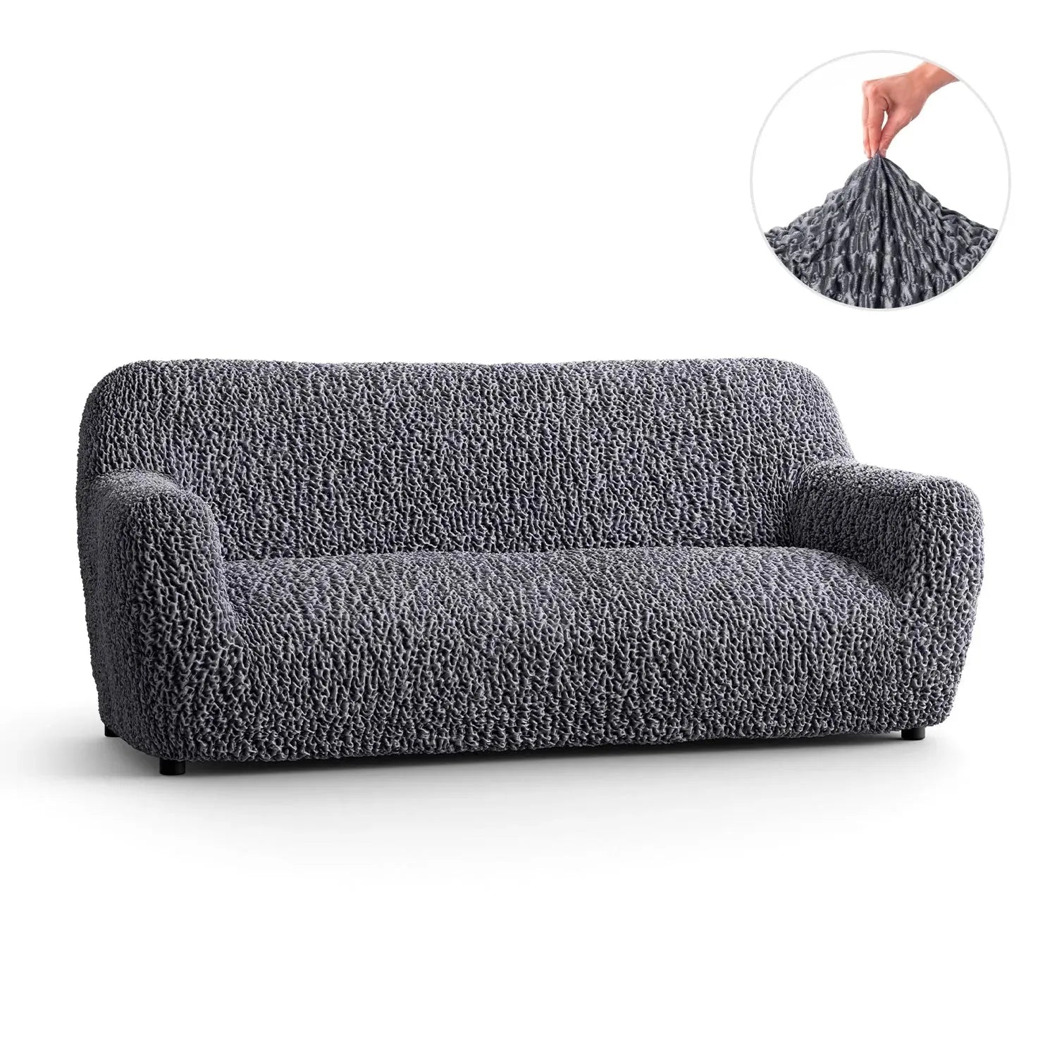 Grey Sofa 3 Seater Slipcover, Goffrato Velvet Collection