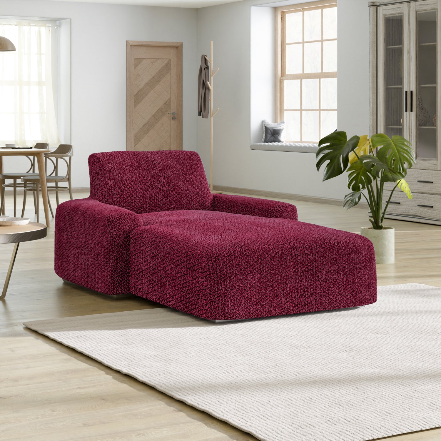 Burgundy Chaise Lounge Slipcover, Velvet Collection