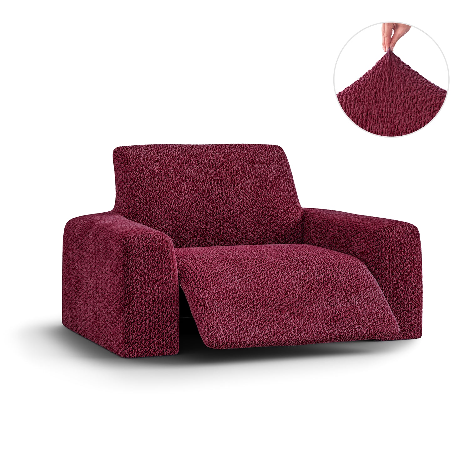 Burgundy Reclining Armchair Slipcover, Velvet Collection