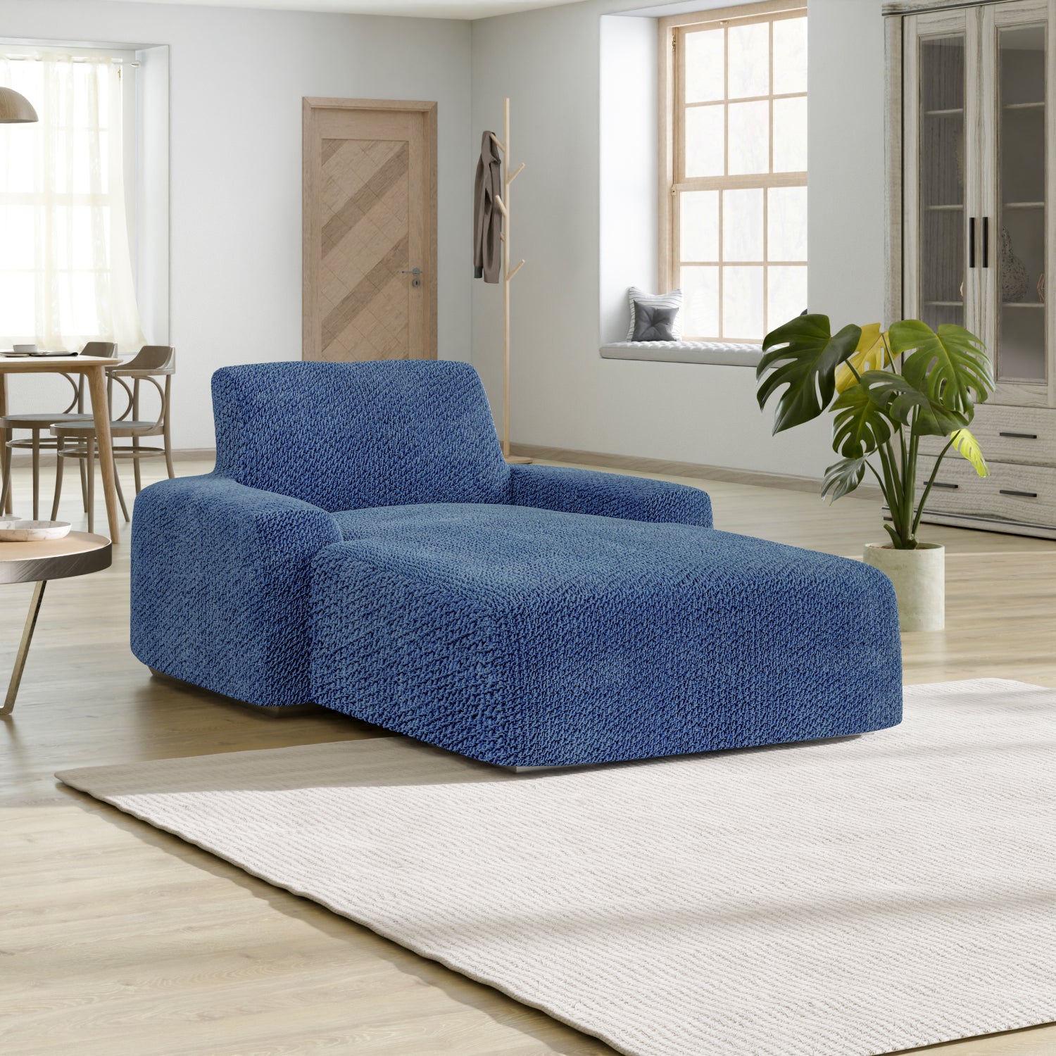 Blue Chaise Lounge Slipcover, Velvet Collection