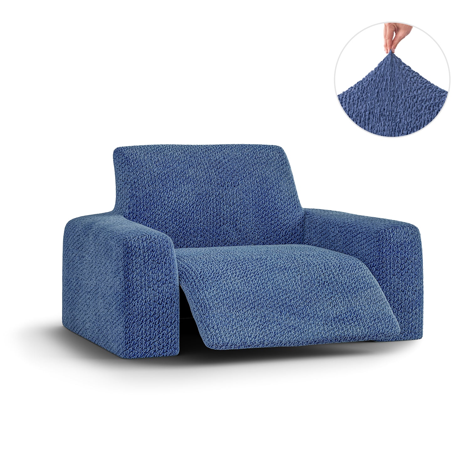 Blue Reclining Armchair Slipcover, Velvet Collection