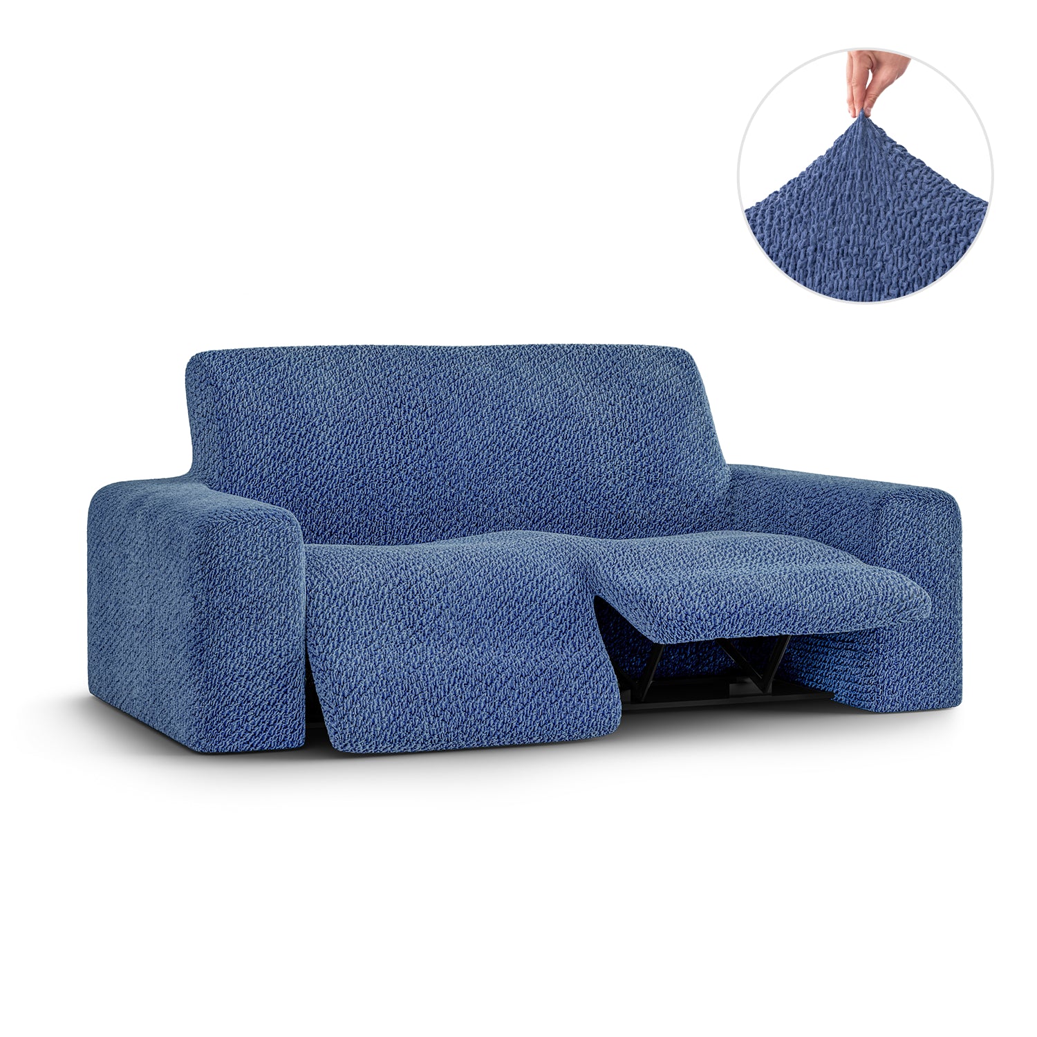 Blue 2 Seater Recliner Slipcover, Velvet Collection