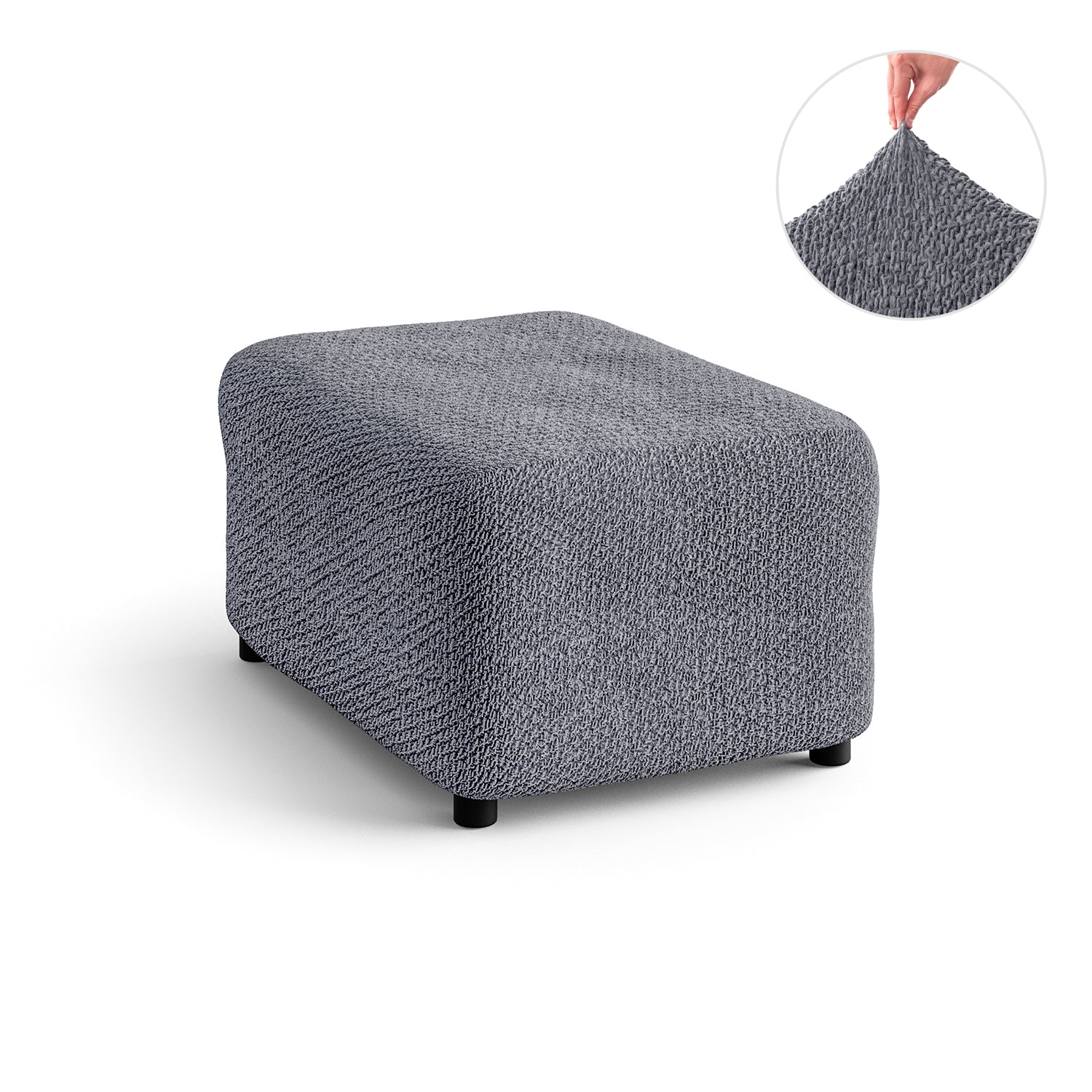 Grey Ottoman Slipcover (Medium), Velvet Collection