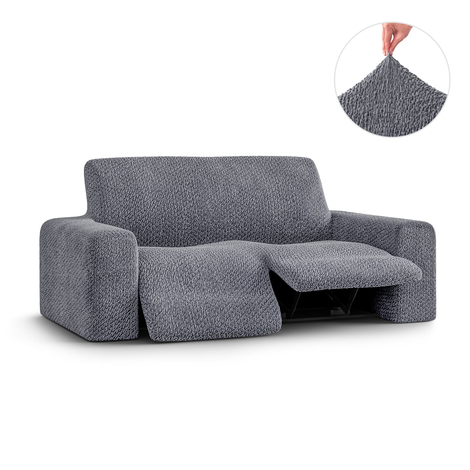 Grey 2 Seater Recliner Slipcover, Velvet Collection