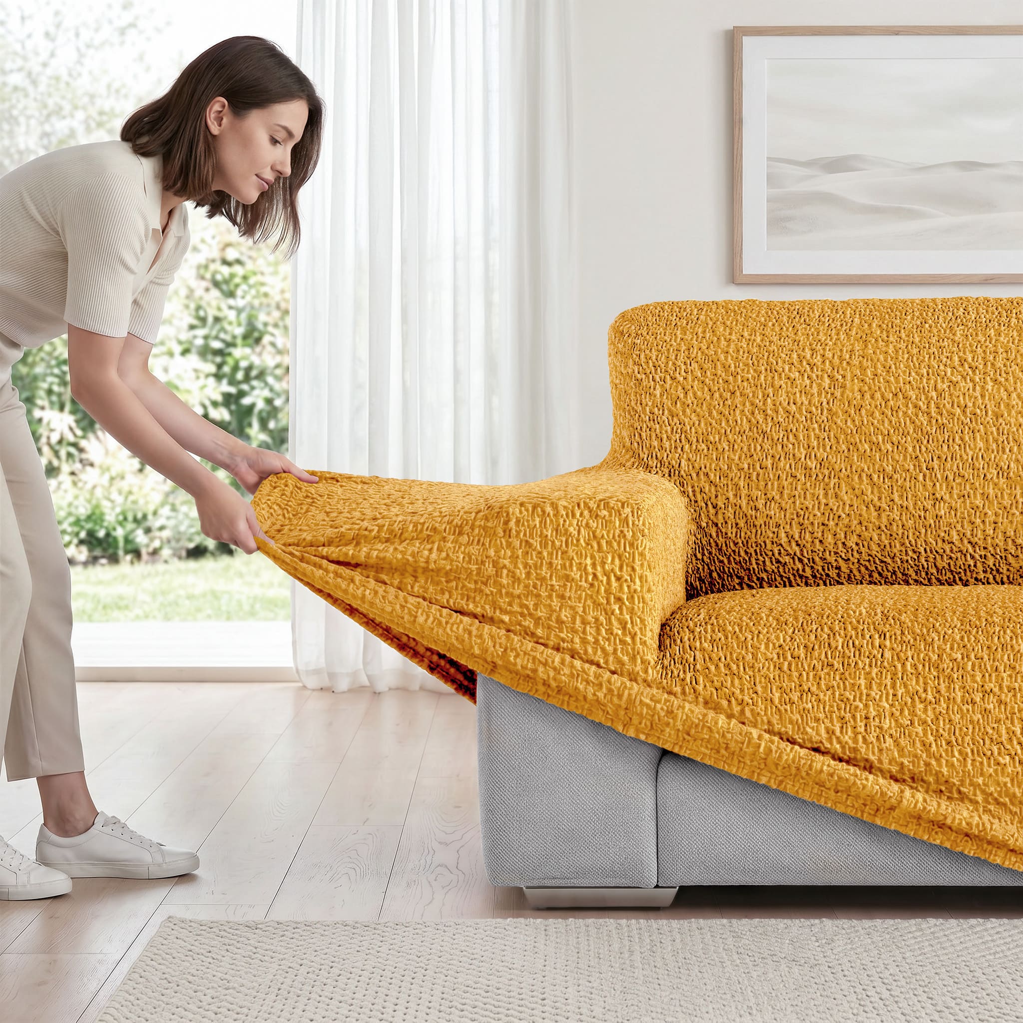 Loveseat 2 Seater Slipcover, Velvet Collection – Mango, color swatch | Mango