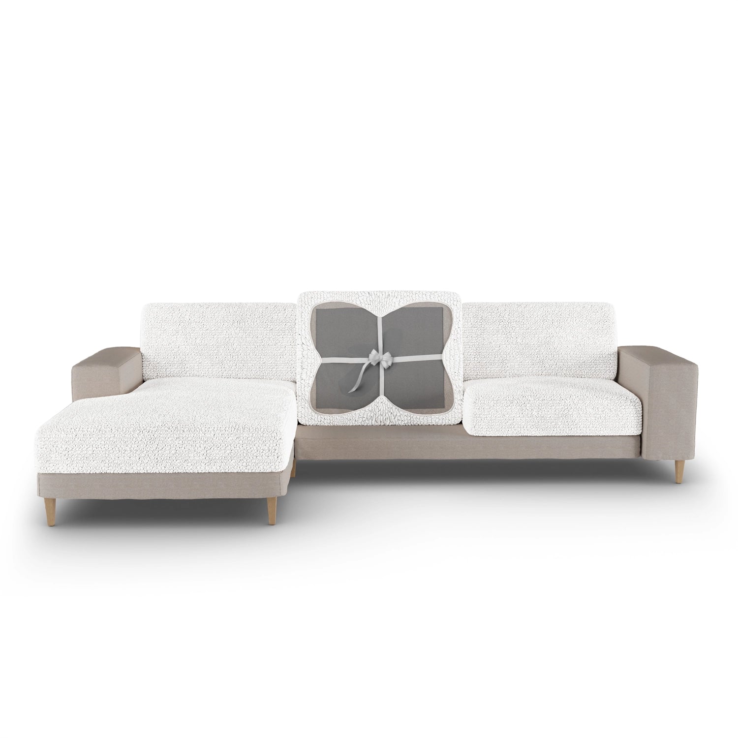 White Chaise Seat Cushion Cover, Microfibra Collection