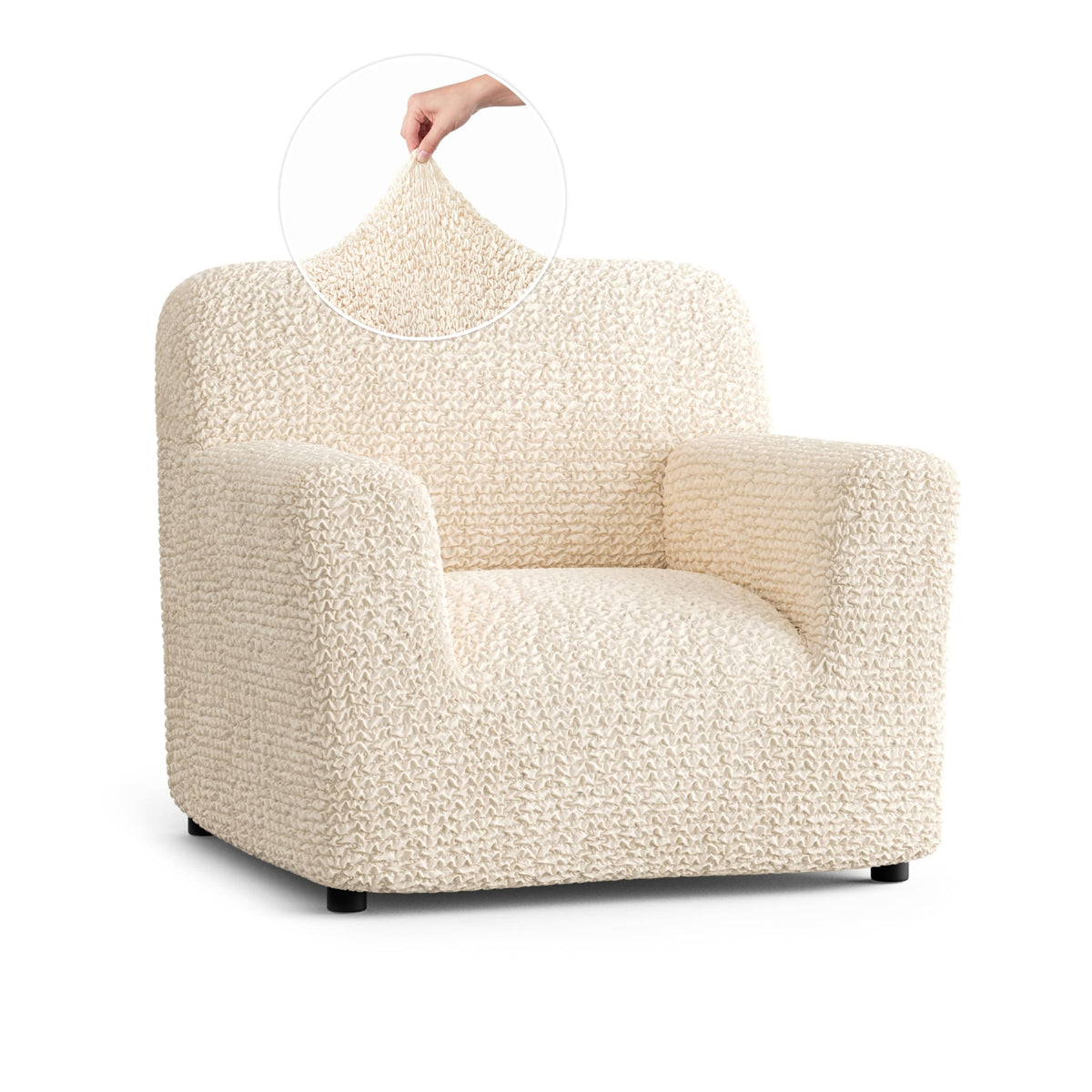 Armchair Slipcover, Comfort Collection – Cream, front view | Cream