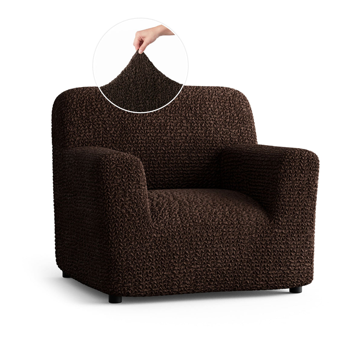 Armchair Slipcover, Comfort Collection – Dark Brown, front view | Dark Brown