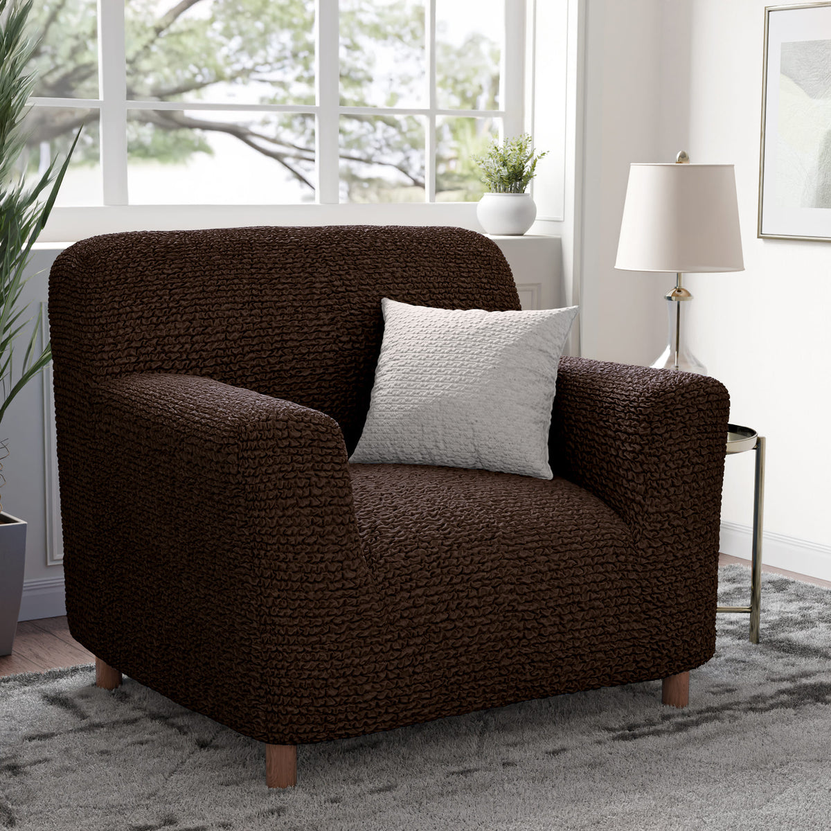 Armchair Slipcover, Comfort Collection – Dark Brown, interior view 1 | Dark Brown