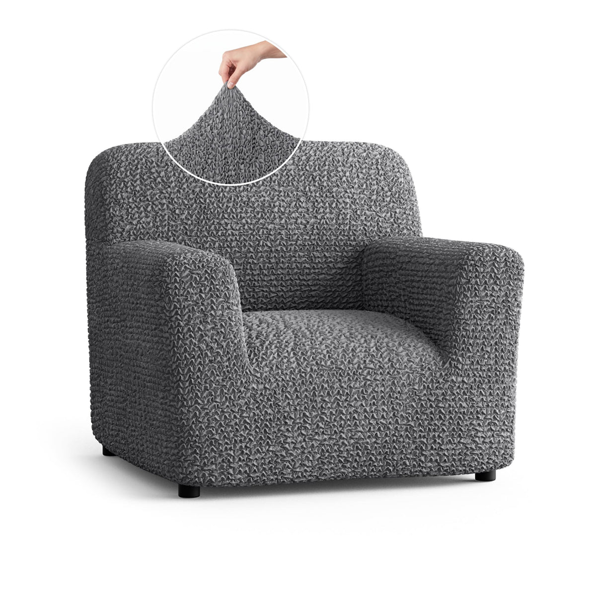 Armchair Slipcover, Comfort Collection – Dark Grey, front view | Dark Grey