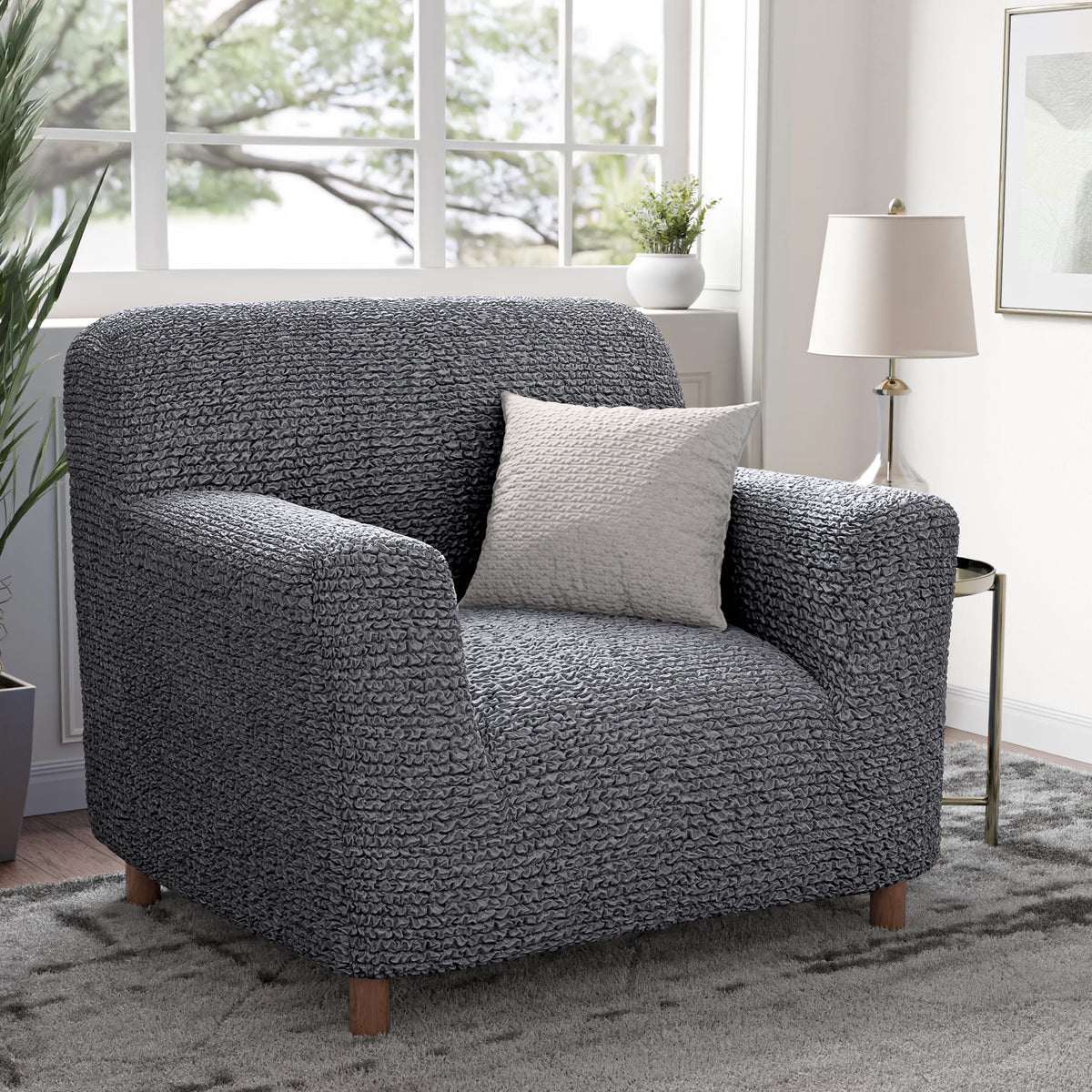 Armchair Slipcover, Comfort Collection – Dark Grey, interior view 1 | Dark Grey