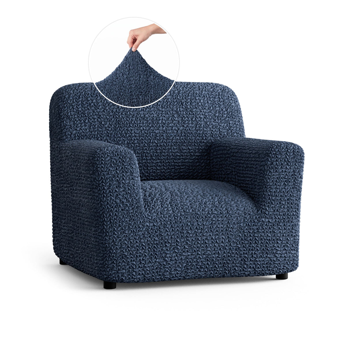 Armchair Slipcover, Comfort Collection – Navy Blue, front view | Navy Blue