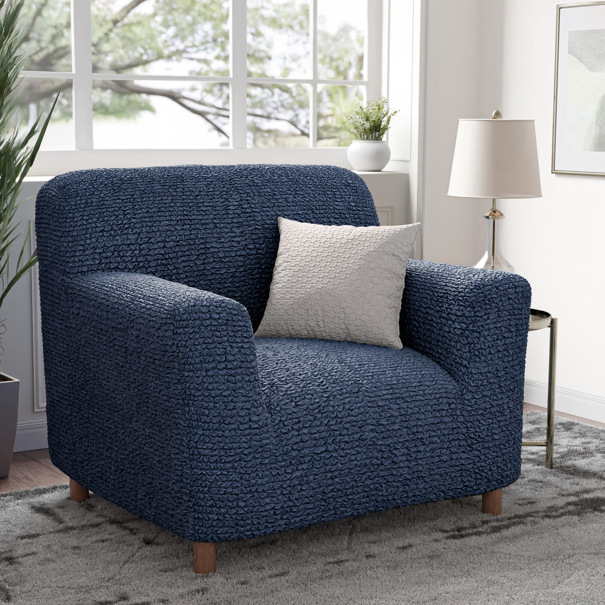 Armchair Slipcover, Comfort Collection – Navy Blue, interior view 1 | Navy Blue