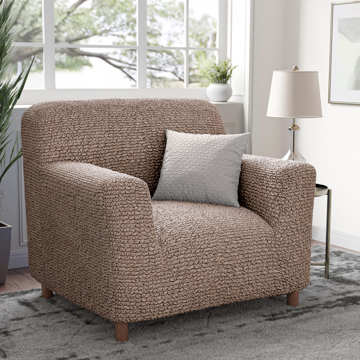 Armchair Slipcover, Comfort Collection – Soft Taupe, interior view 1 | Soft Taupe