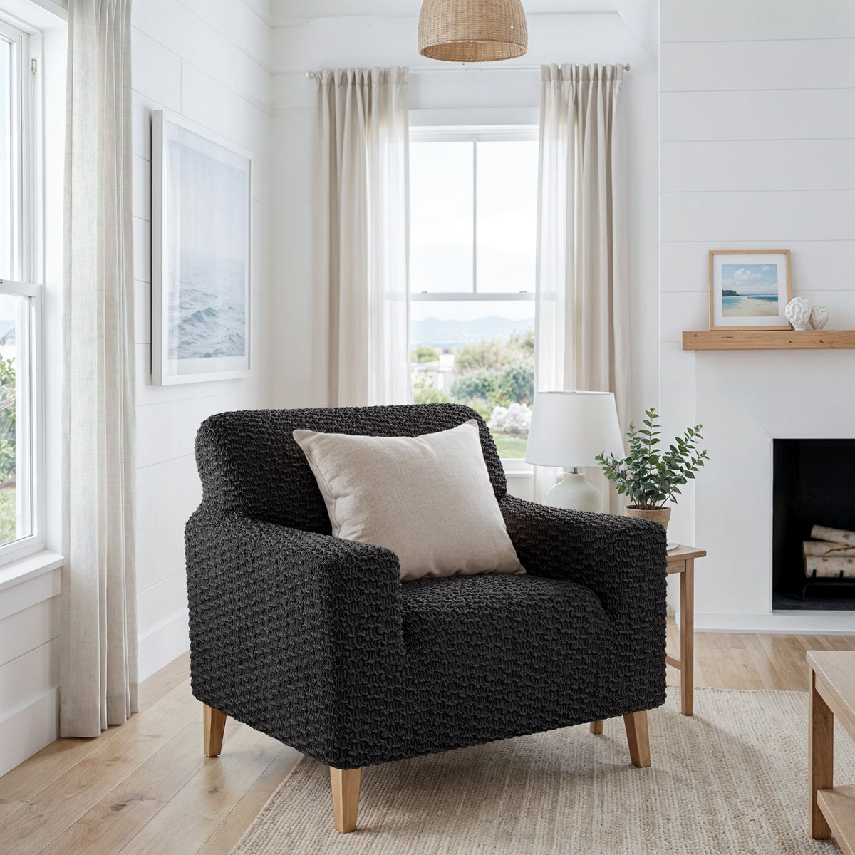 Armchair Slipcover, Embrace Collection – Black, interior view 2 | Black