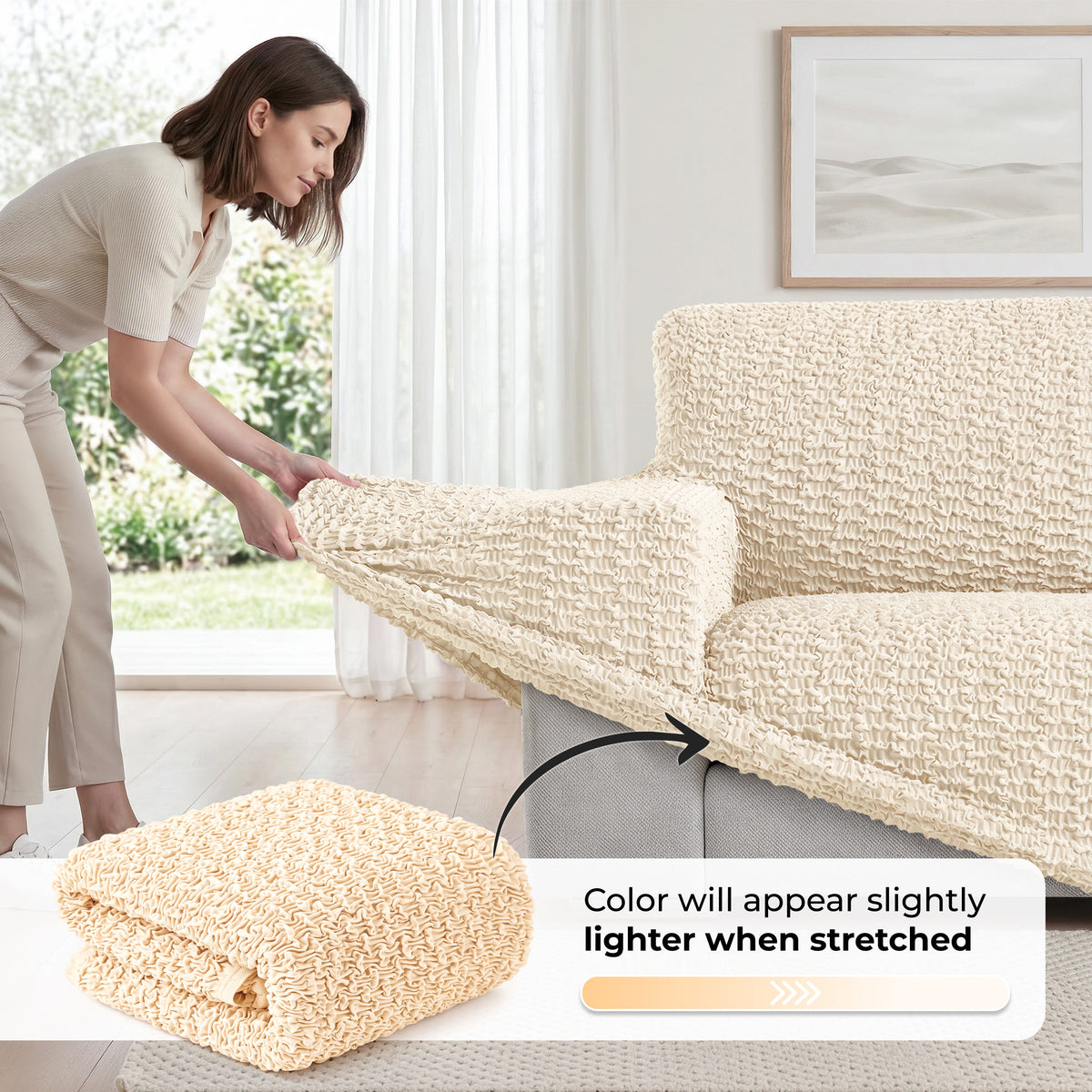 Armchair Slipcover, Embrace Collection – Cream, installation view | Cream