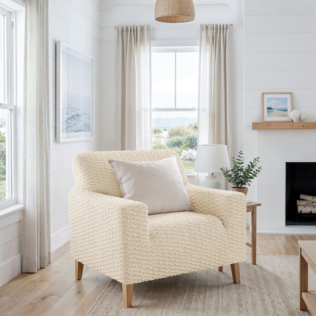 Armchair Slipcover, Embrace Collection – Cream, interior view 2 | Cream
