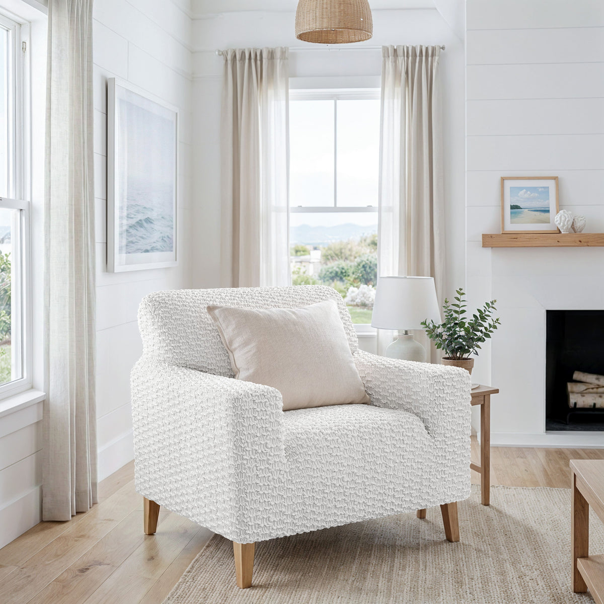 Armchair Slipcover, Embrace Collection – Crisp White, interior view 2 | Crisp White