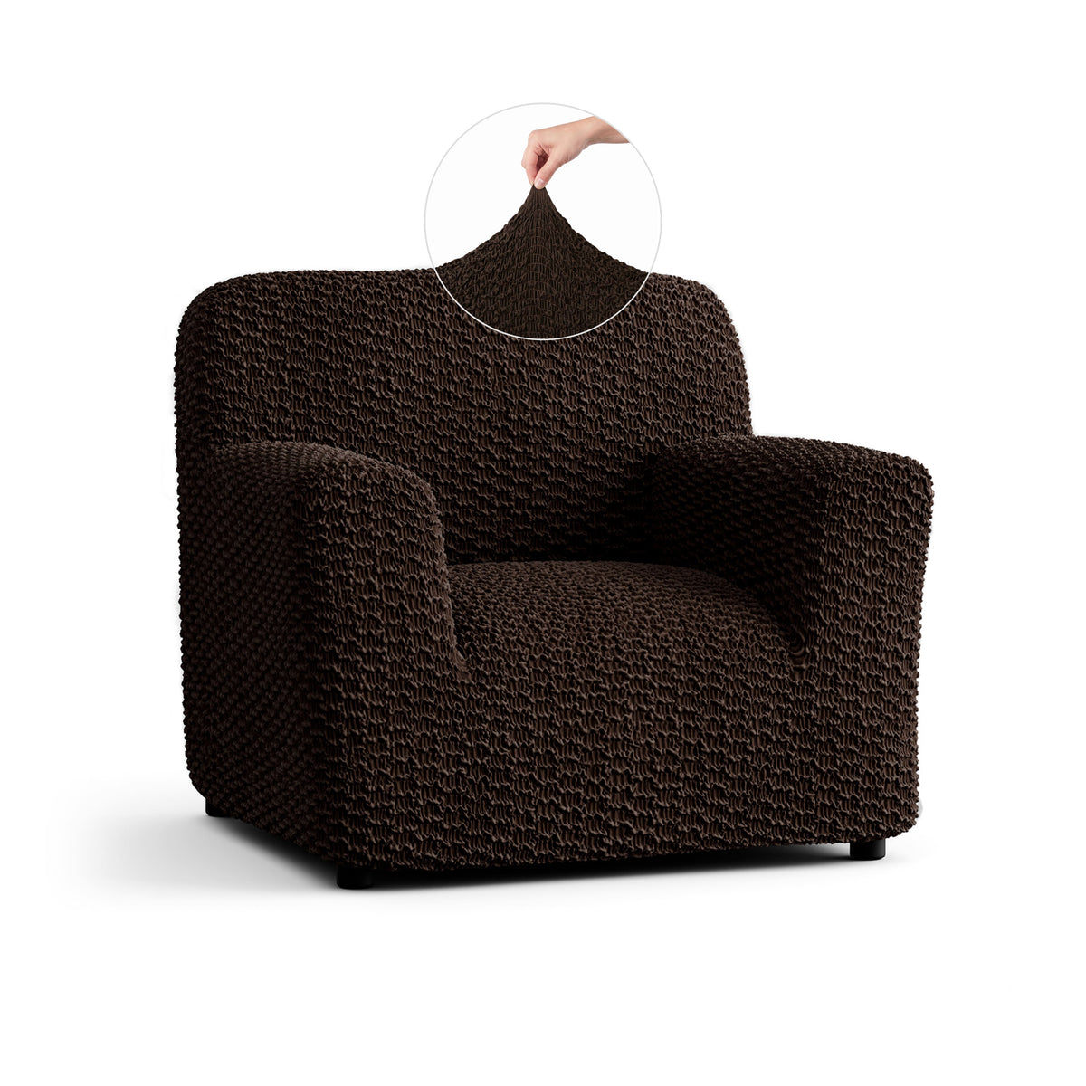 Armchair Slipcover, Embrace Collection – Dark Brown, front view | Dark Brown